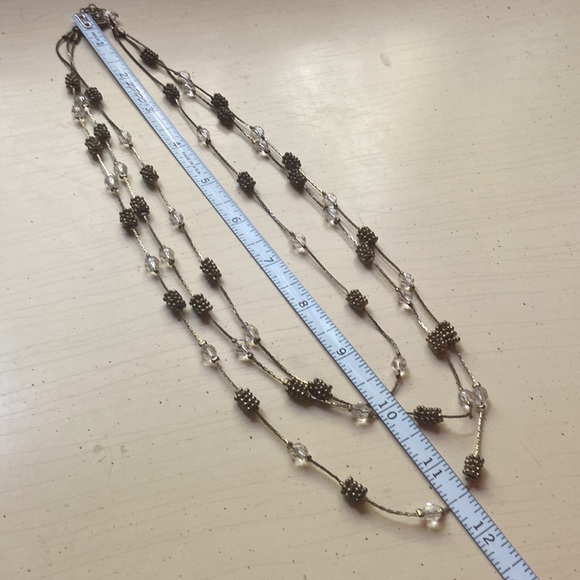 Fair Trade Multi-strand Necklace Gold and clear beads - Picture 5 of 5